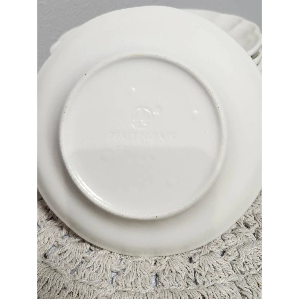 Pfaltzgraff Heritage White Saucers Set of 10 Vintage Stoneware Scalloped Plates
